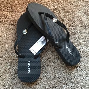 Black Old Navy Rhinestone Flip Flops